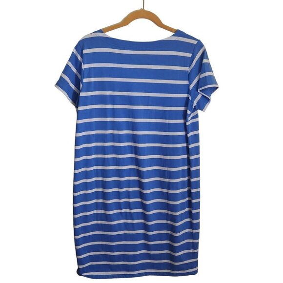 Bob Mackie Art To Wear Blue White Striped Floral Splash Shift Dress Size M - Picture 2 of 5